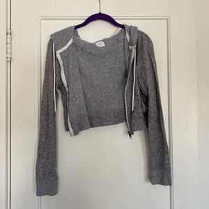 grey cropped zip-up lounge hoodie from Urban Outfitters, brand Out from Under